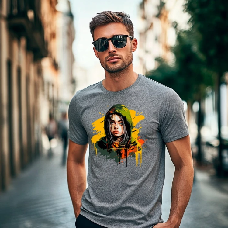 Nowoczesny T-shirt "Billie Eilish" Bawełna