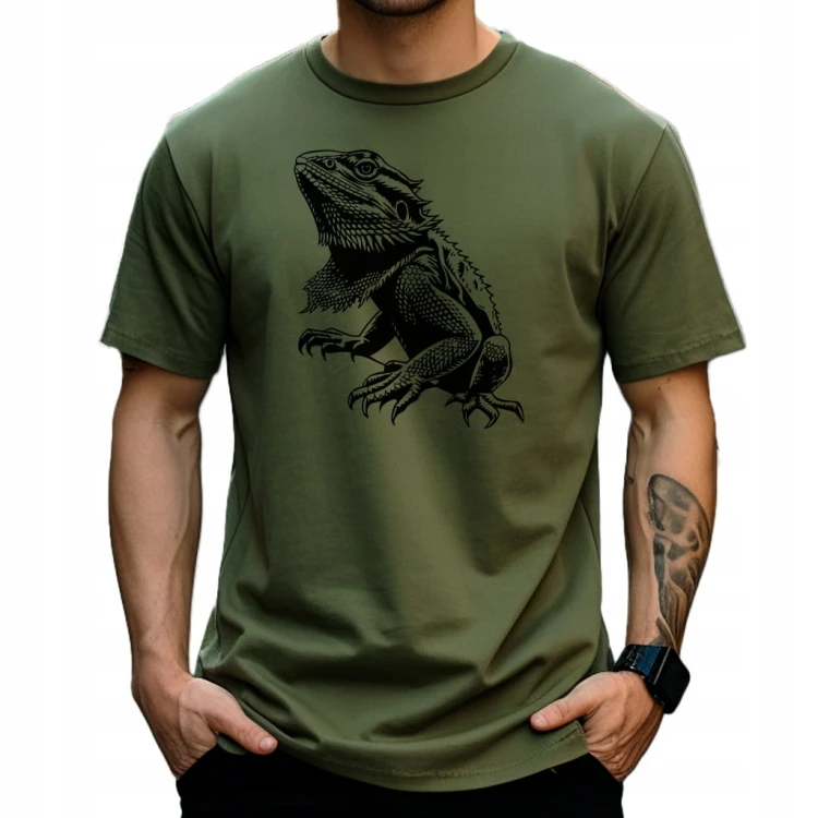 Koszulka T-shirt "Jaszczurka Smok Brodaty" Bawełna