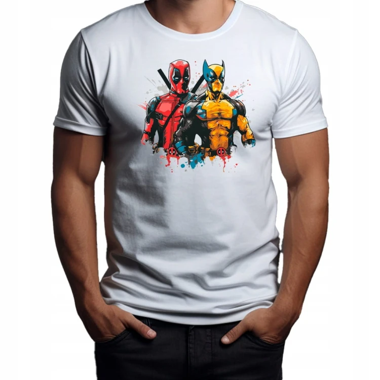 Nowoczesna Koszulka T-Shirt ''Deadpool i Wolverine'' Bawełna