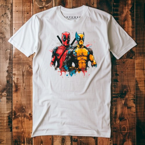 Nowoczesna Koszulka T-Shirt ''Deadpool i Wolverine'' Bawełna