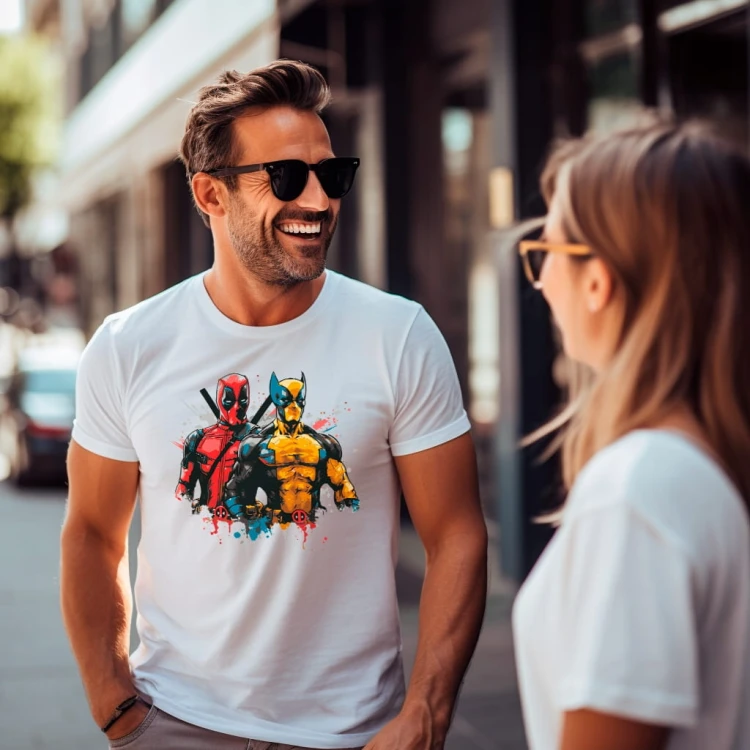 Nowoczesna Koszulka T-Shirt ''Deadpool i Wolverine'' Bawełna