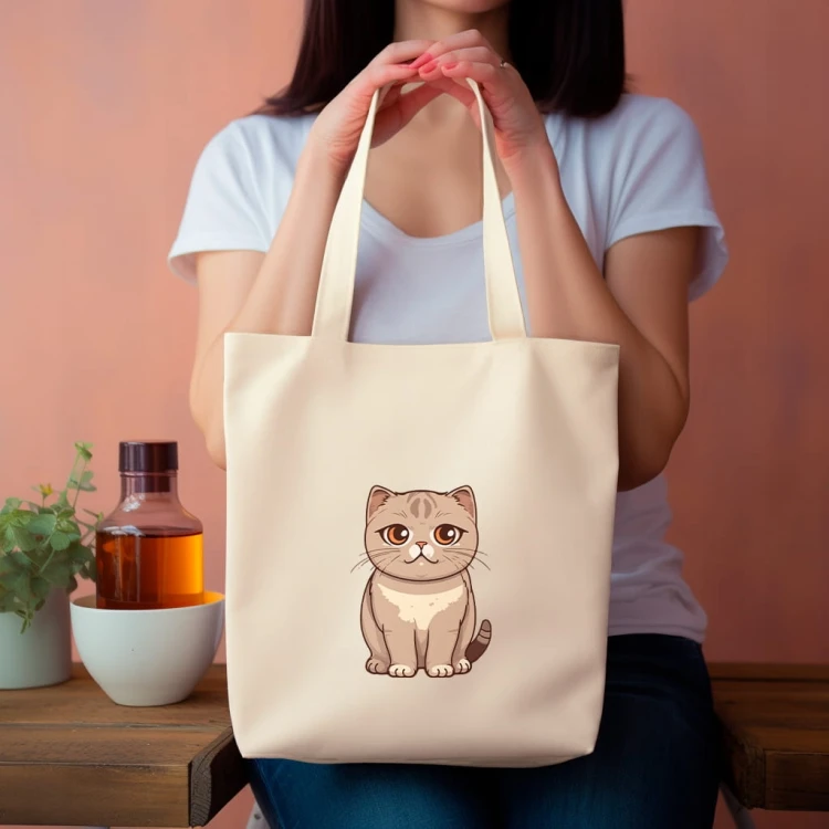 TORBA shopper "Scottish Fold cat" Bawełniana