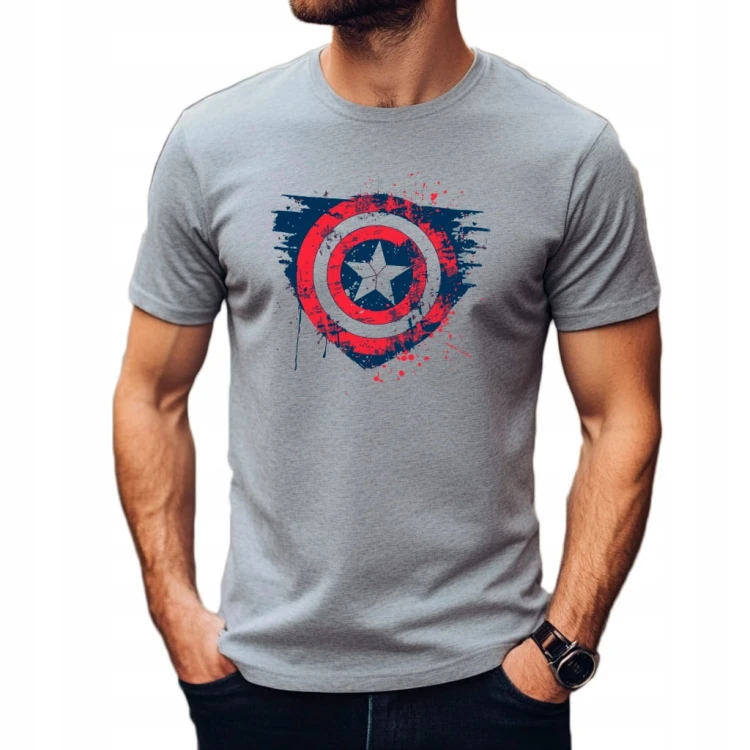Nowoczesny T-shirt "Captain America LOGO" Bawełna