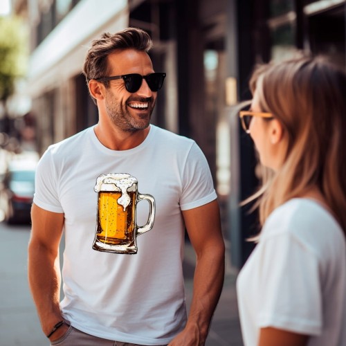 Nowoczesny T-shirt "Beer" Bawełna