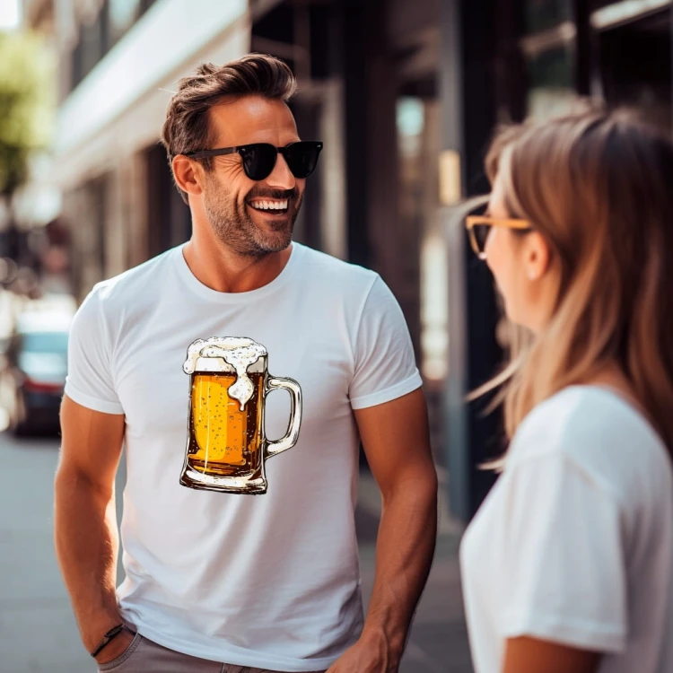 Nowoczesny T-shirt "Beer" Bawełna