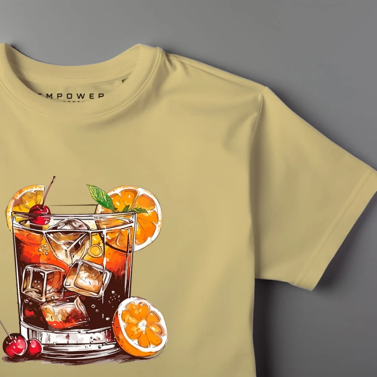 Nowoczesny T-shirt "Old Fashioned Coctail" Bawełna