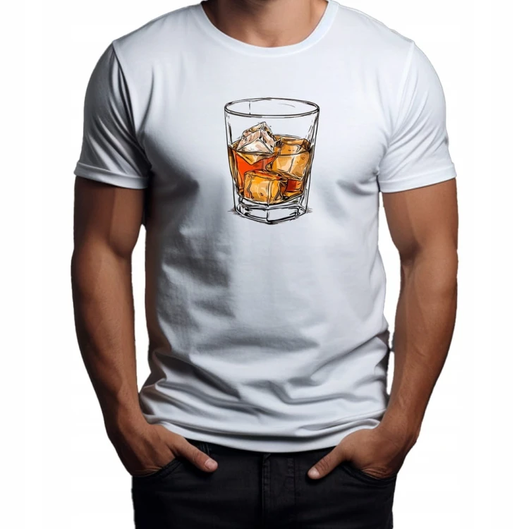 Nowoczesny T-shirt "Whisky" Bawełna