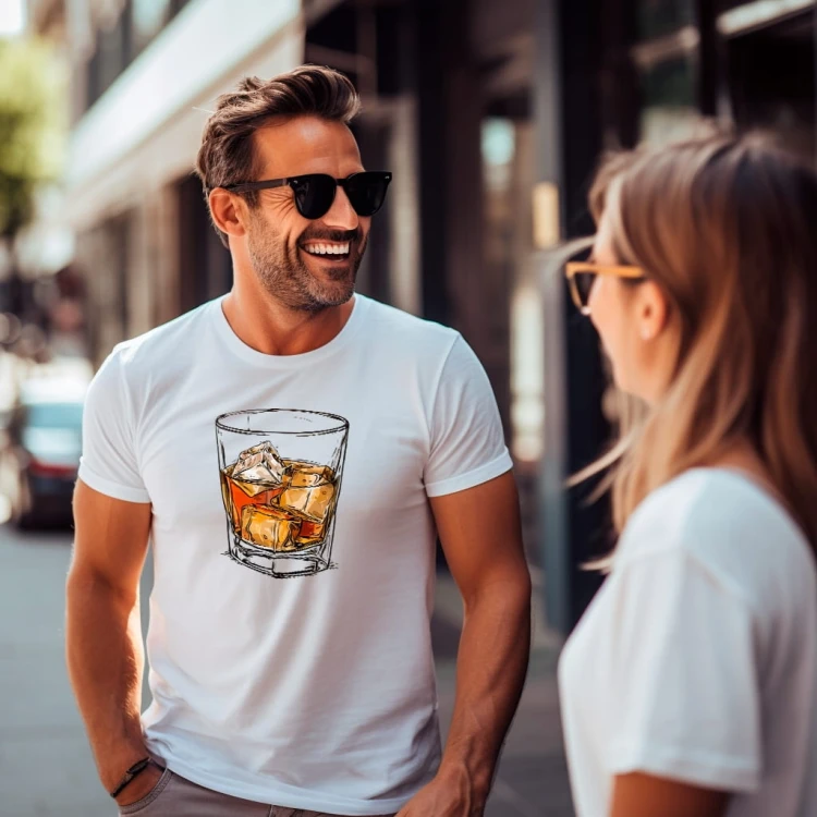 Nowoczesny T-shirt "Whisky" Bawełna
