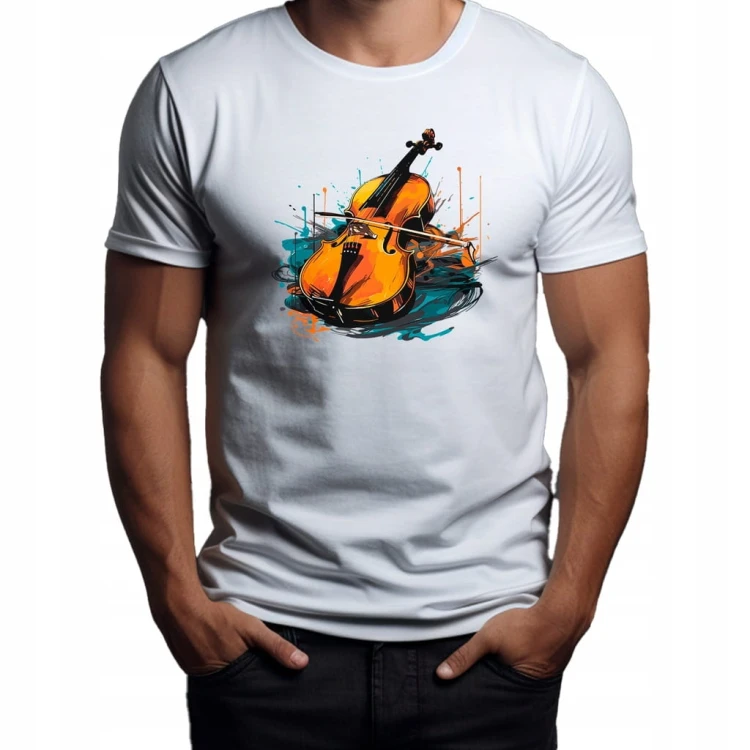 Nowoczesny T-shirt "Wiolonczela" Bawełna