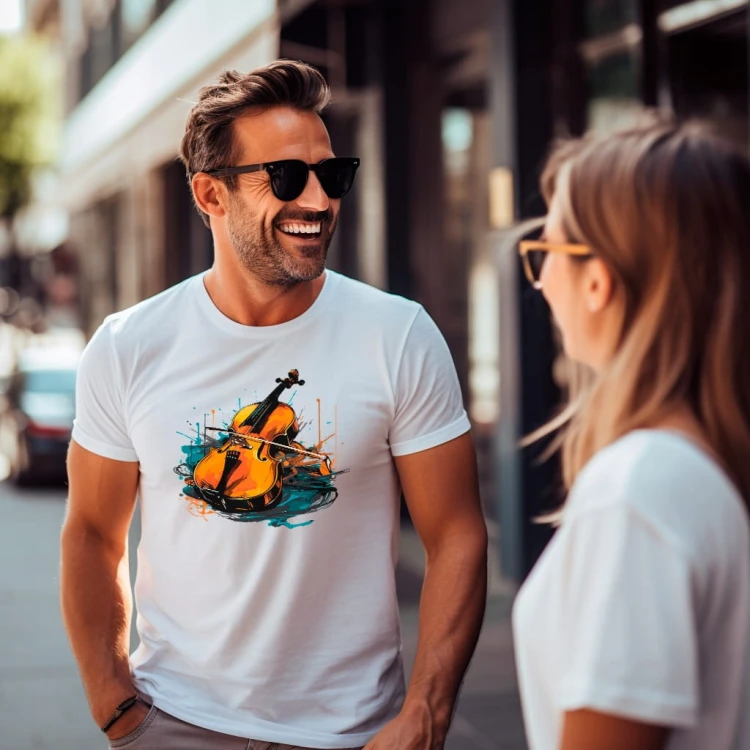 Nowoczesny T-shirt "Wiolonczela" Bawełna