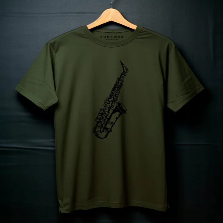 Koszulka Khaki T-shirt "Saksofon" Bawełna