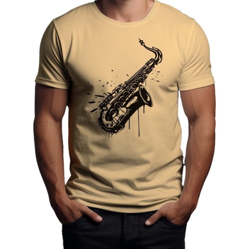 Koszulka T-shirt "Saxophone" Bawełna