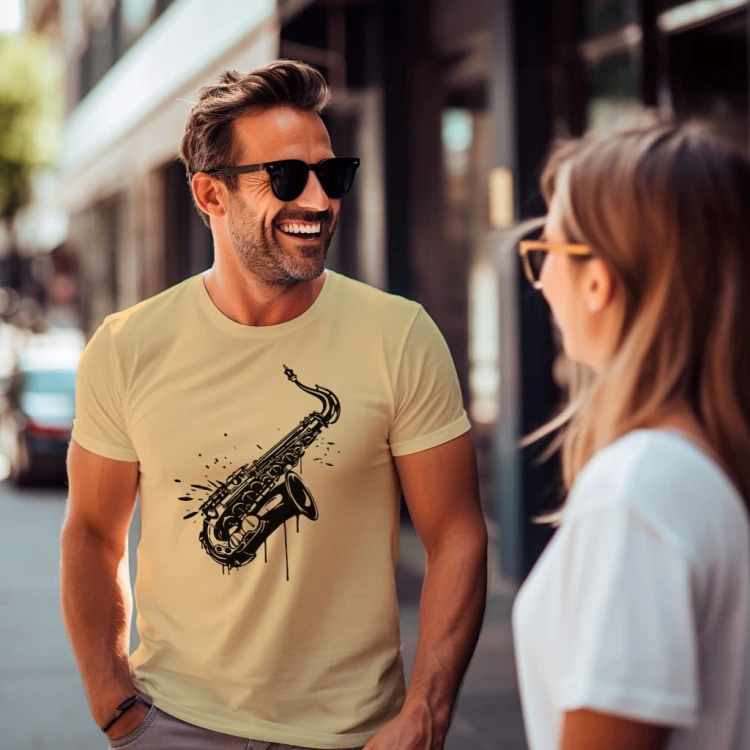 Koszulka T-shirt "Saxophone" Bawełna