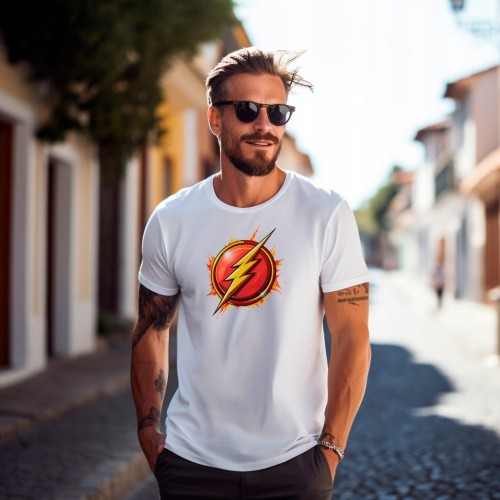 Nowoczesny T-shirt "Flash LOGO" Bawełna