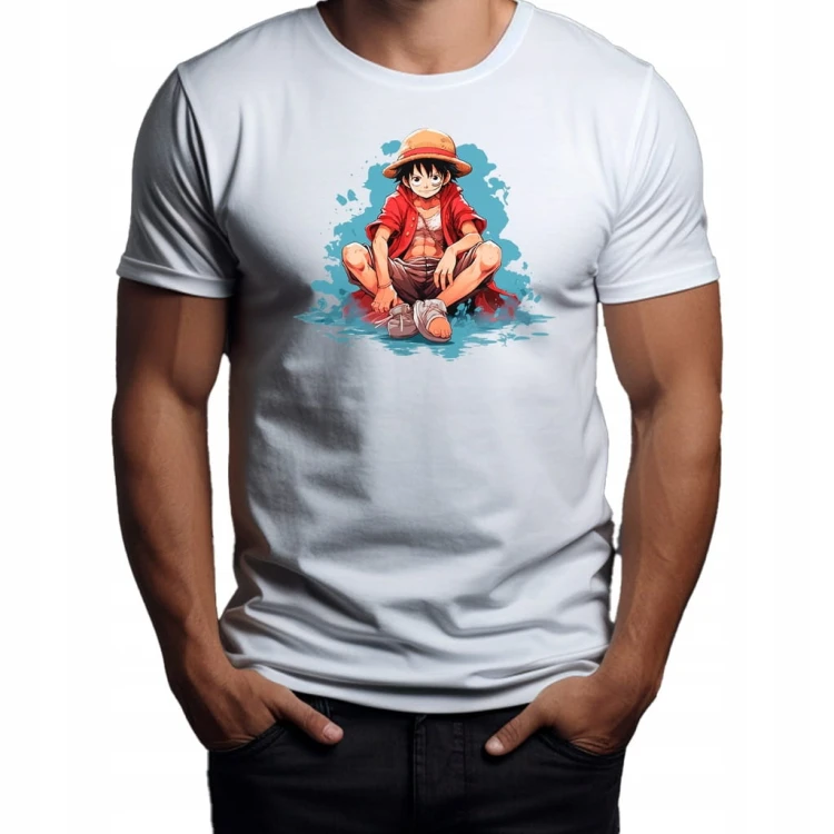Nowoczesny T-shirt "One Piece, LUFFY" Bawełna