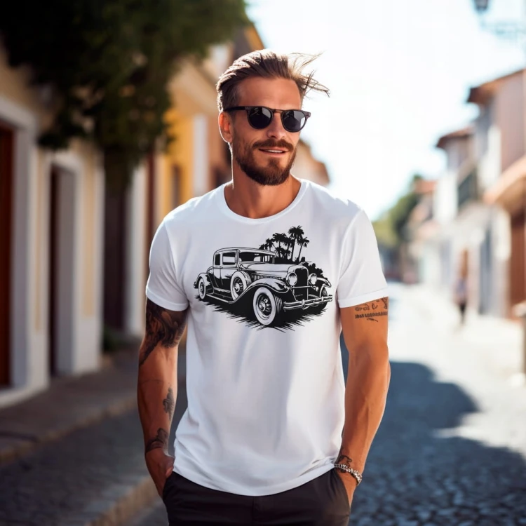 Koszulka T-shirt "RETRO CAR" Bawełna