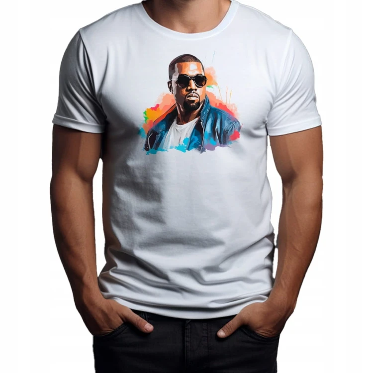 Nowoczesny T-shirt "Kanye West" Bawełna
