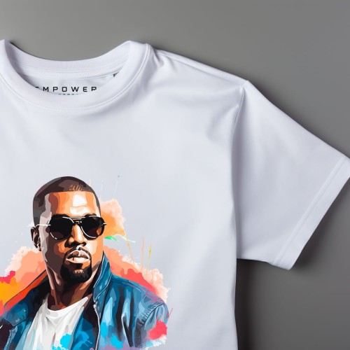 Nowoczesny T-shirt "Kanye West" Bawełna