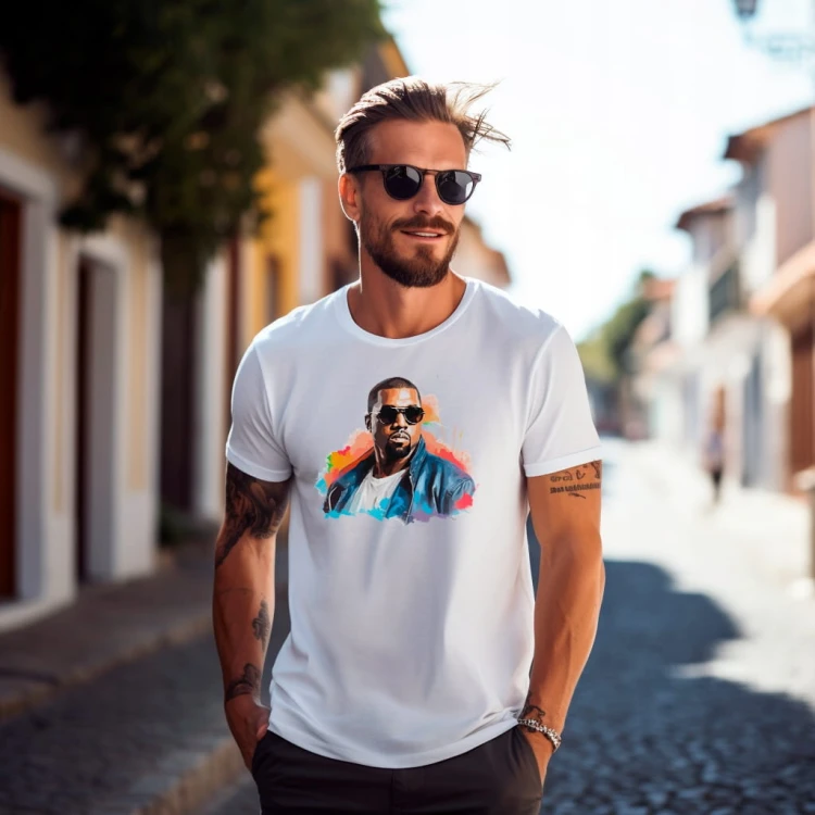Nowoczesny T-shirt "Kanye West" Bawełna