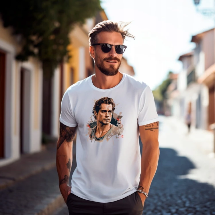 Nowoczesny T-shirt "Henry Cavill" Bawełna