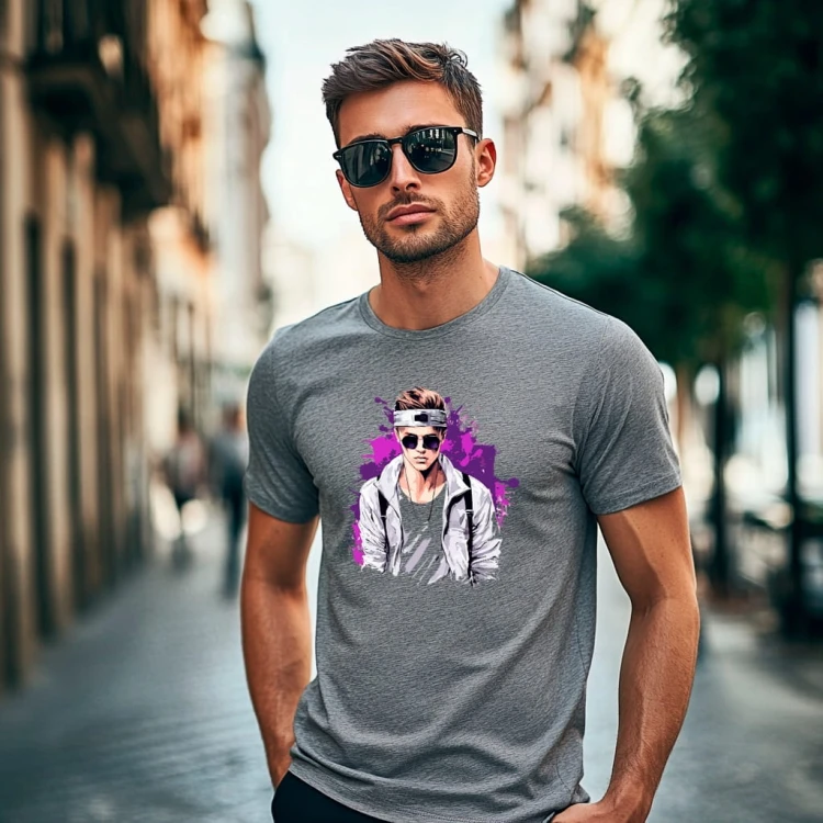 Nowoczesny T-shirt "Justin Bieber" Bawełna