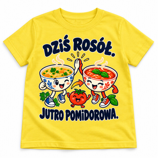 Koszulka dziecięca rosół pomidorowa polski żart żółta