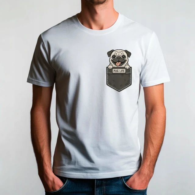 Koszulka unisex z nadrukiem Pug Life