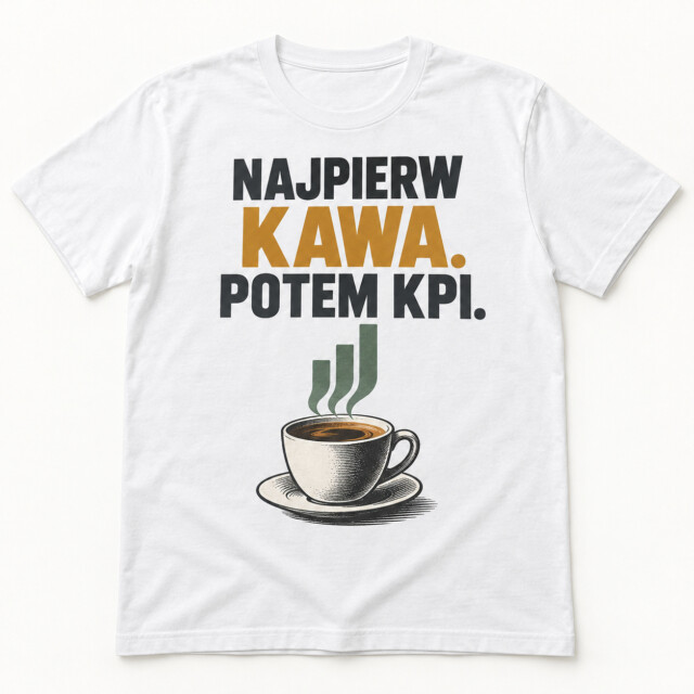 Koszulka Najpierw kawa potem KPI śmieszny prezent biurowy