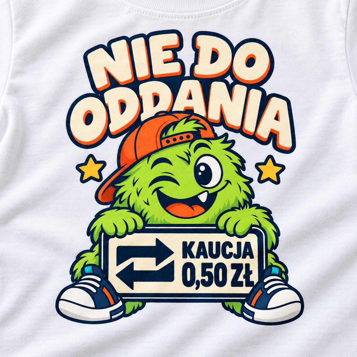 Koszulka dziecięca Kaucja 0,50 zł Nie do oddania potworek biała - obrazek 3
