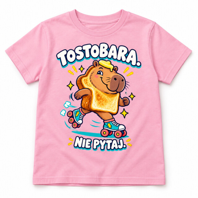 Koszulka dziecięca Tostobara kapibara tost nadruk różowa