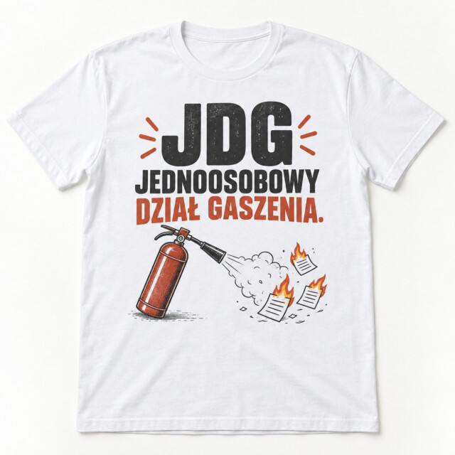 Koszulka JDG jednoosobowy dział gaszenia prezent dla przedsiębiorcy