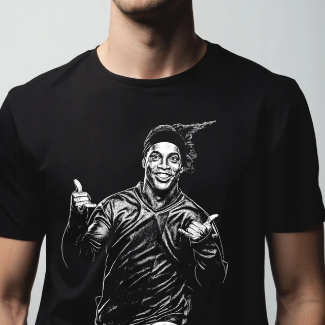 Koszulka streetwear piłkarska męska czarna z nadrukiem 190g