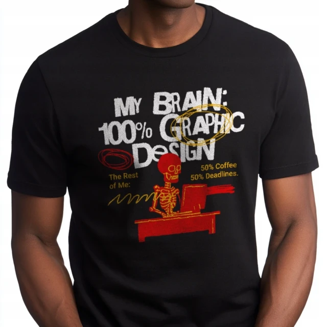 Koszulka męska - My Brain 100% Graphic Design - czarna