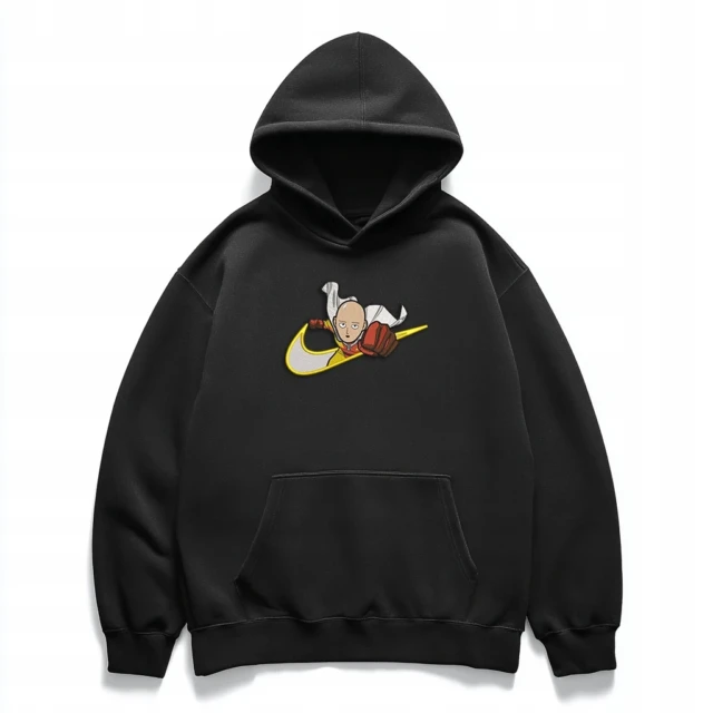Bluza oversize z haftem Saitama One Punch Man anime streetwear