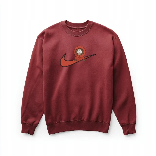 Bluza bordowa z haftem - postać w kapturze, unisex, 280 g/m²