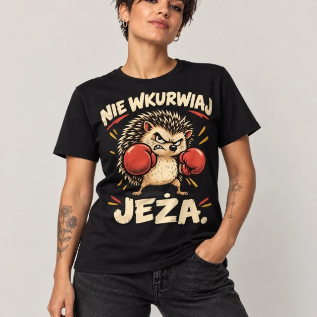 Koszulka Nie wkurwiaj jeża śmieszna z jeżem unisex na prezent