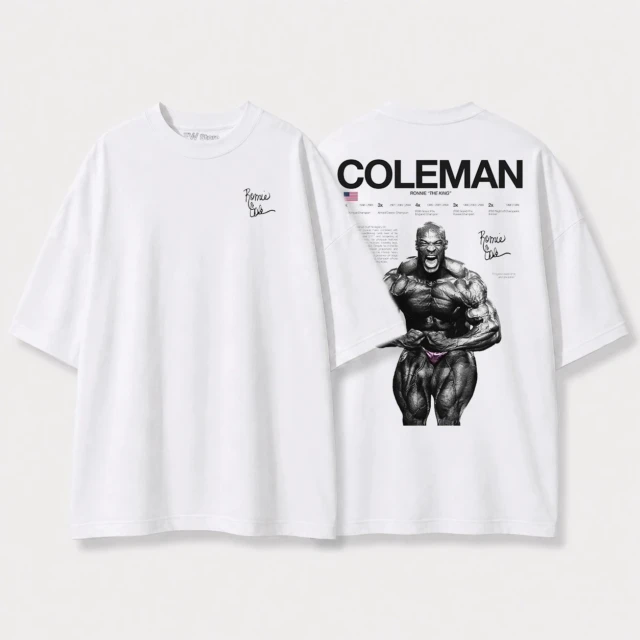 Koszulka oversize męska Ronnie Coleman biała 240g siłownia