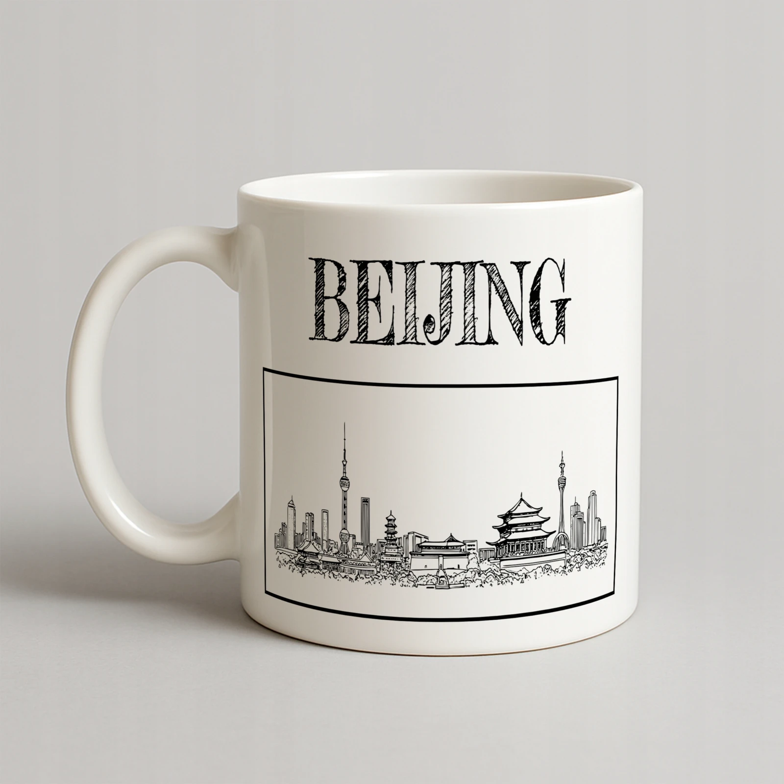 Kubek z panoramą Pekinu ceramiczny prezent dla miłośników Chin