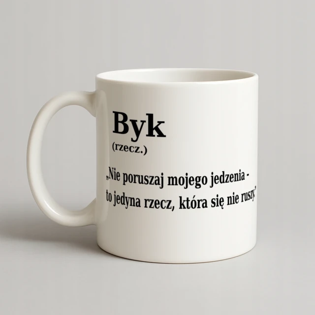 Kubek Biały z napisem - prezent dla Byka