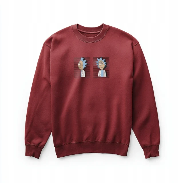 Bluza Rick i Morty - bordowa, haft premium, unisex, miękka bawełna