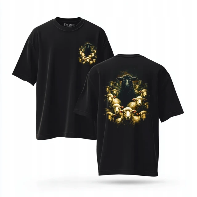 Koszulka T-shirt Oversize Czarna 240g Czarna Owca