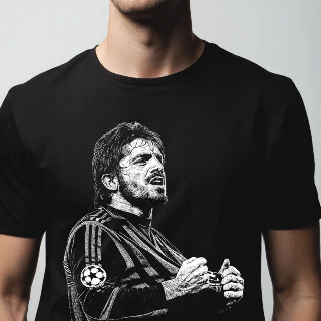 Koszulka męska z nadrukiem piłkarz czarna T-shirt futbol 190g
