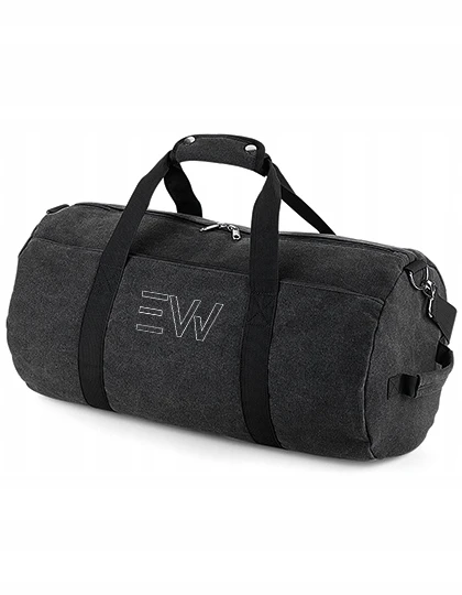 Torba podróżna sportowa czarna vintage bawełniana 24L