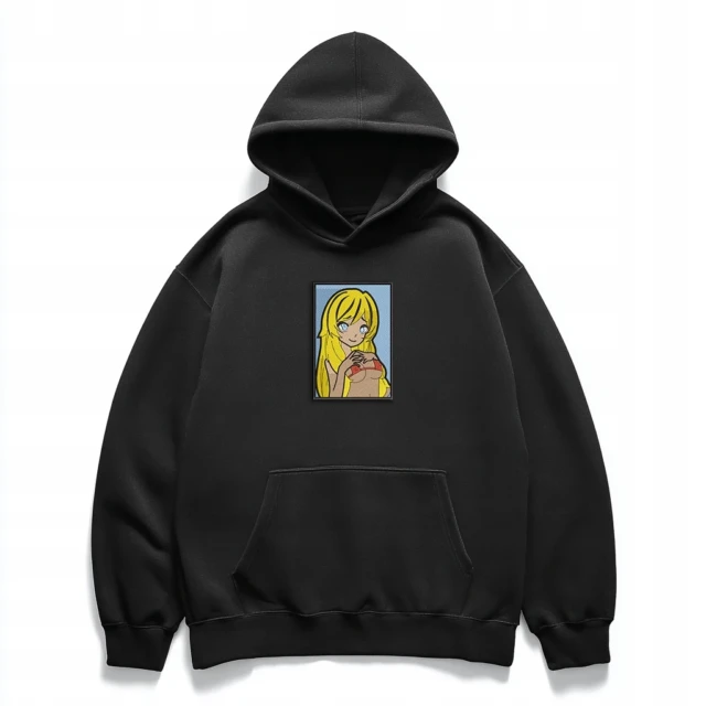 Bluza z kapturem oversize haft kawaii anime streetwear unisex