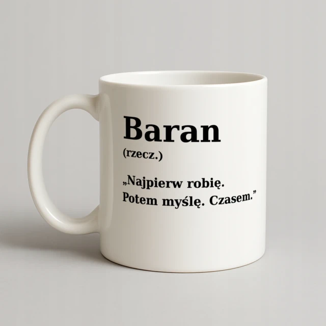 Kubek Biały z napisem - prezent dla Barana