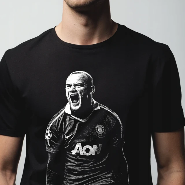 Koszulka piłkarska męska czarna nadruk fan futbolu bawełna 190g