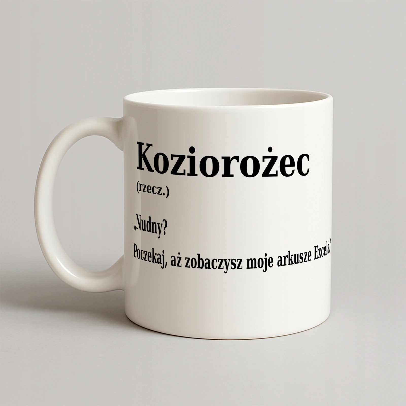 Kubek Biały z napisem - prezent dla Koziorożca