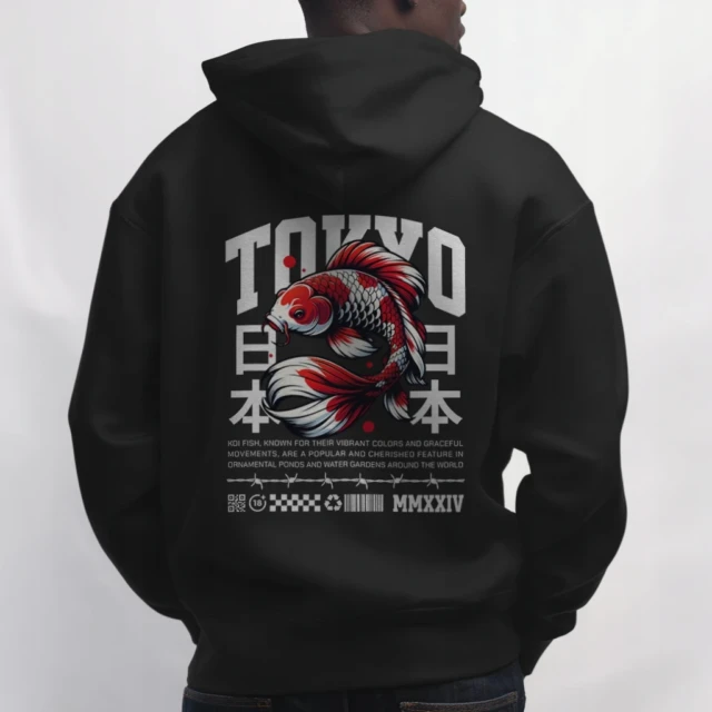 Bluza oversize z nadrukiem Tokyo Koi