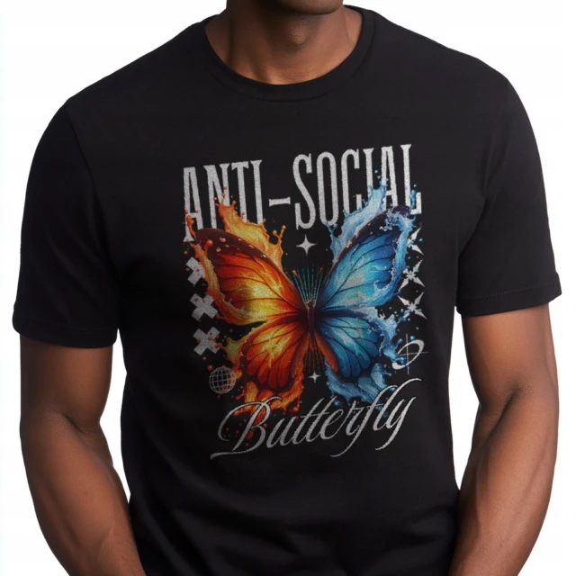 Anti-Social Butterfly - koszulka z mocnym artystycznym nadrukiem -