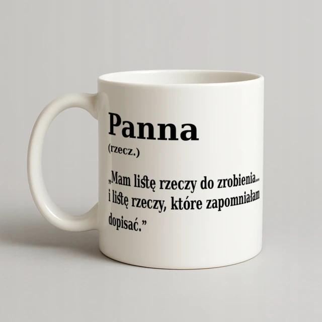 Kubek Biały z napisem - prezent dla Panny